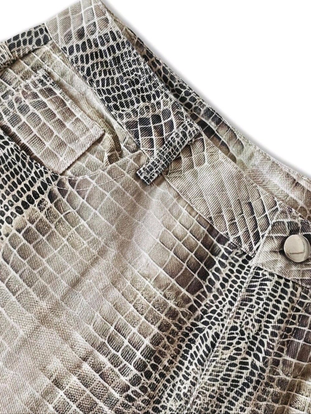 Wide Leg Snakeskin Print Pants - Beige - Picture 5 of 8